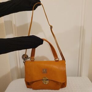 Pratesi Firenze Monteloro Cognac Beautiful Italian Genuine Leather Satchel Cute